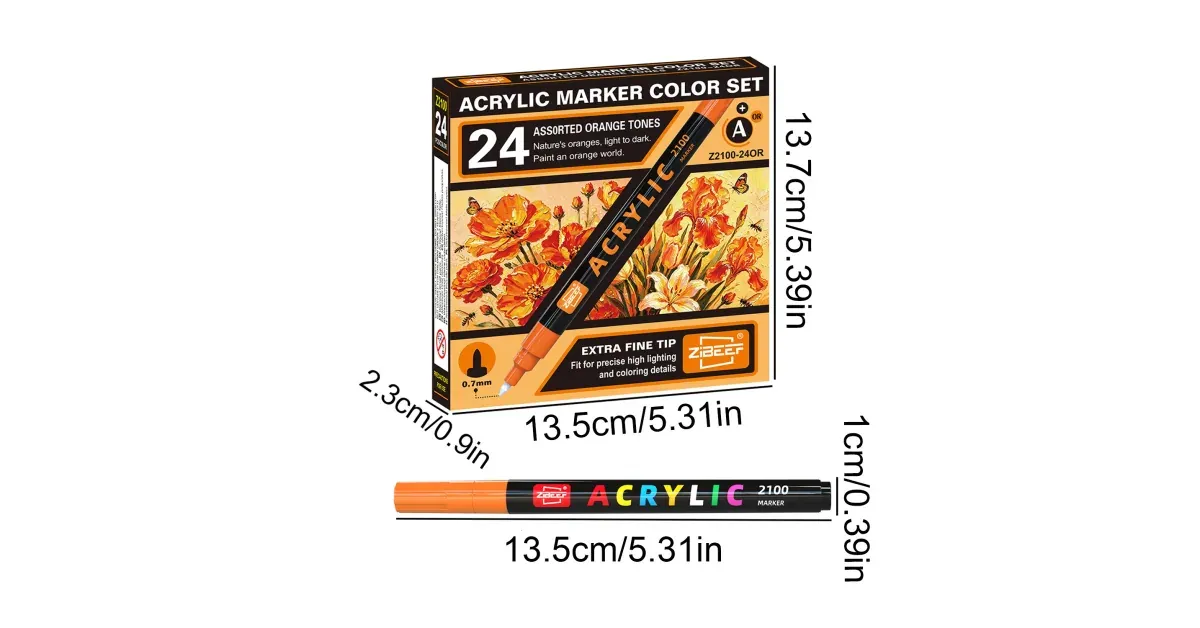 טושי אקריליק דקים 24 צבעים