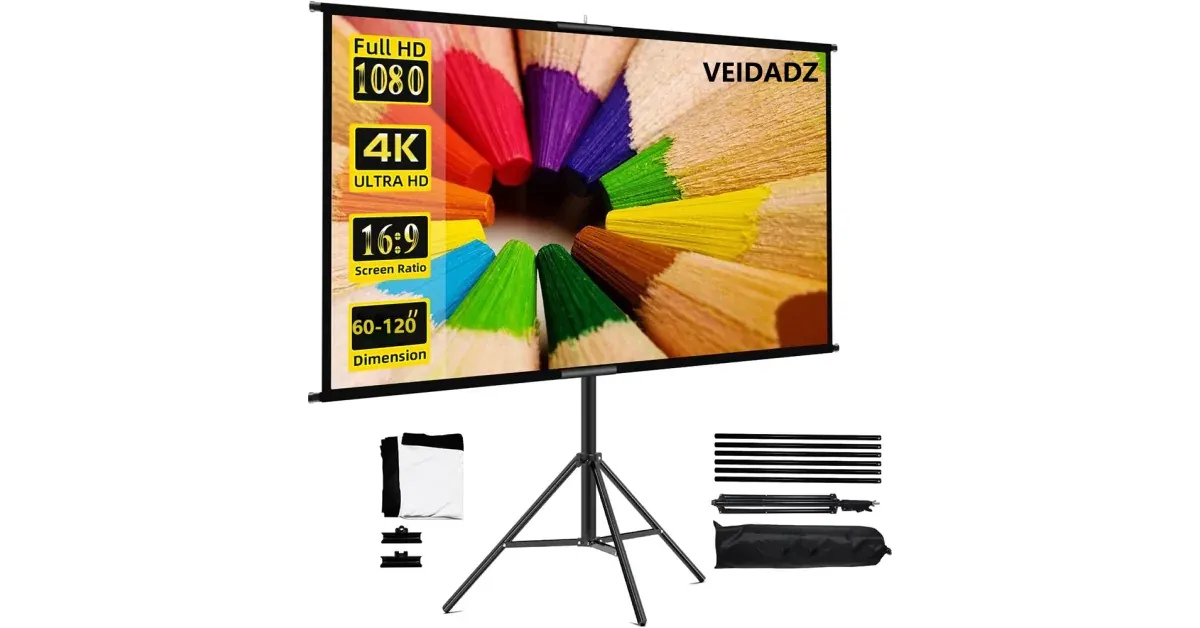 מסך הקרנה VEIDADZ מתקפל עם מעמד