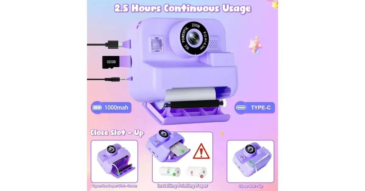 מצלמת הדפסה מיני לילדים 1080P