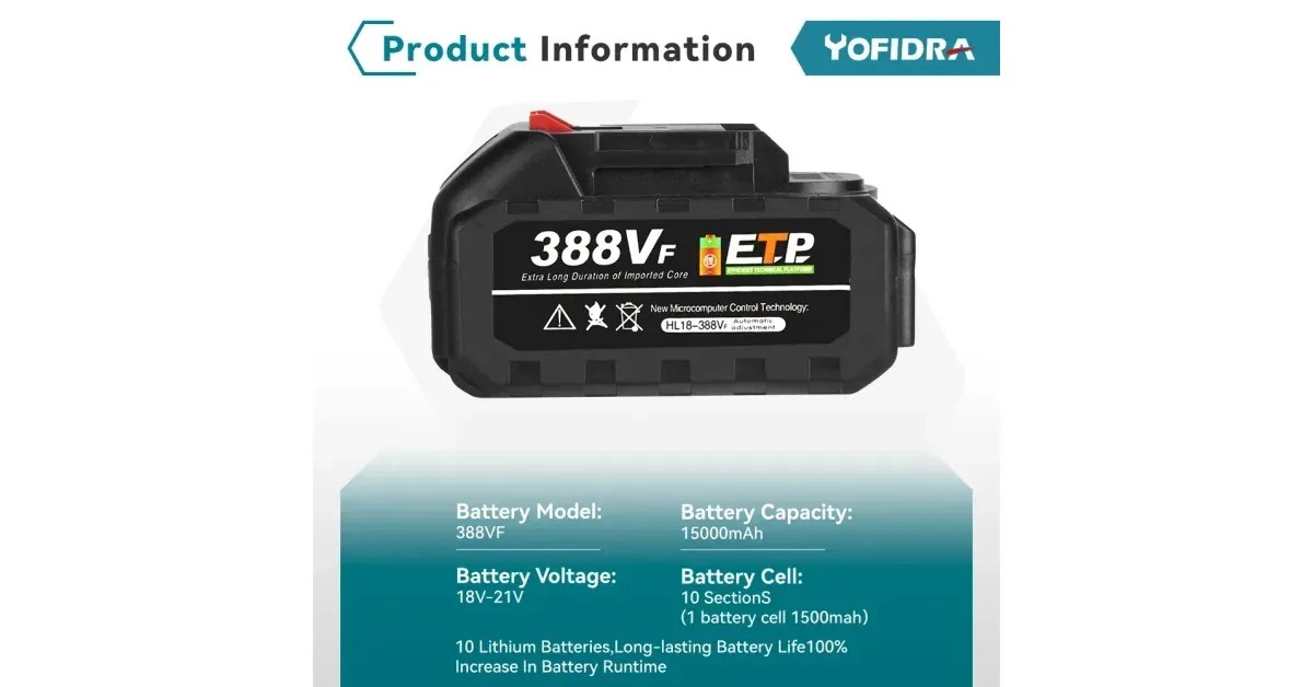 סוללת Yofidra 18V לכלי עבודה