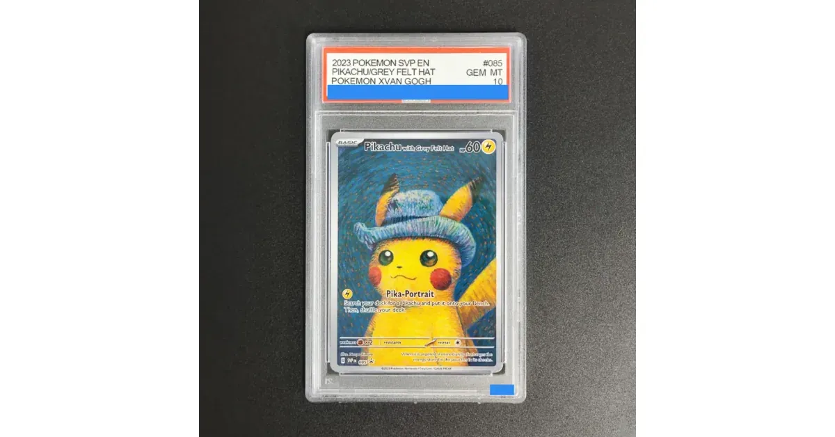 קלף פוקימון פיקachu עם כובע אפור