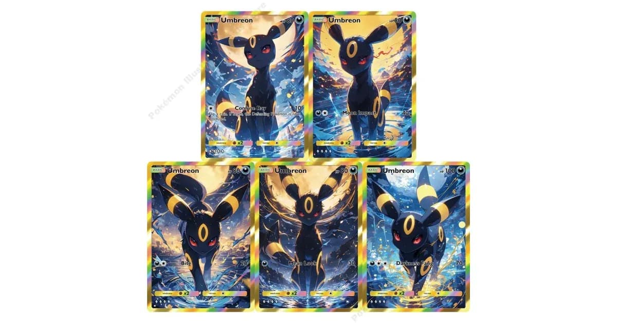 5 קלפי פוקימון אומבריון הולוגרפיים