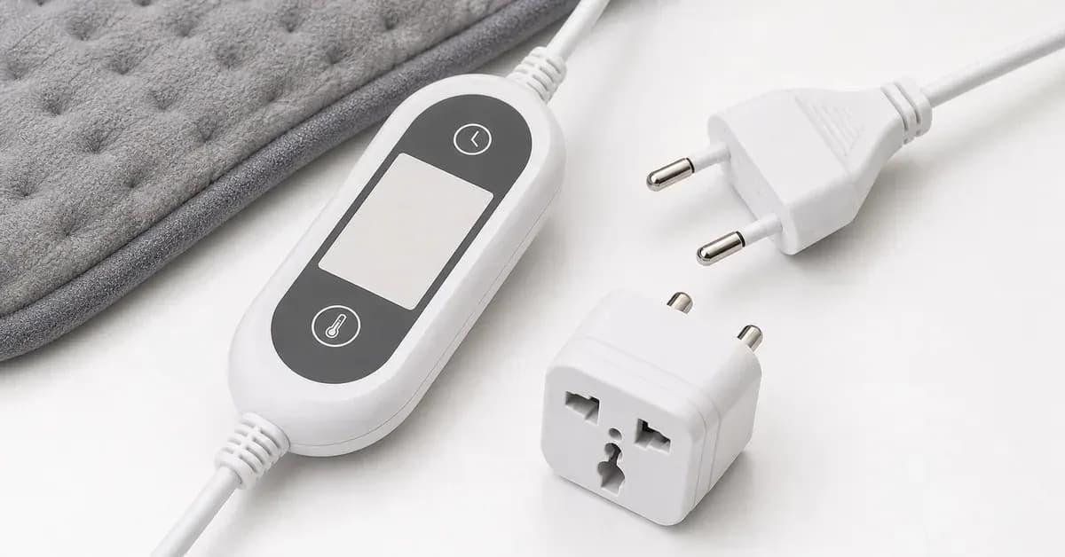 כרית חימום חשמלית מתח 220V עם מתאם תקע EU לישראל