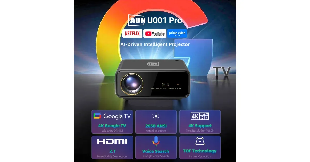 AUN U001 Pro - מקרן גוגל חכם לקולנוע ביתי