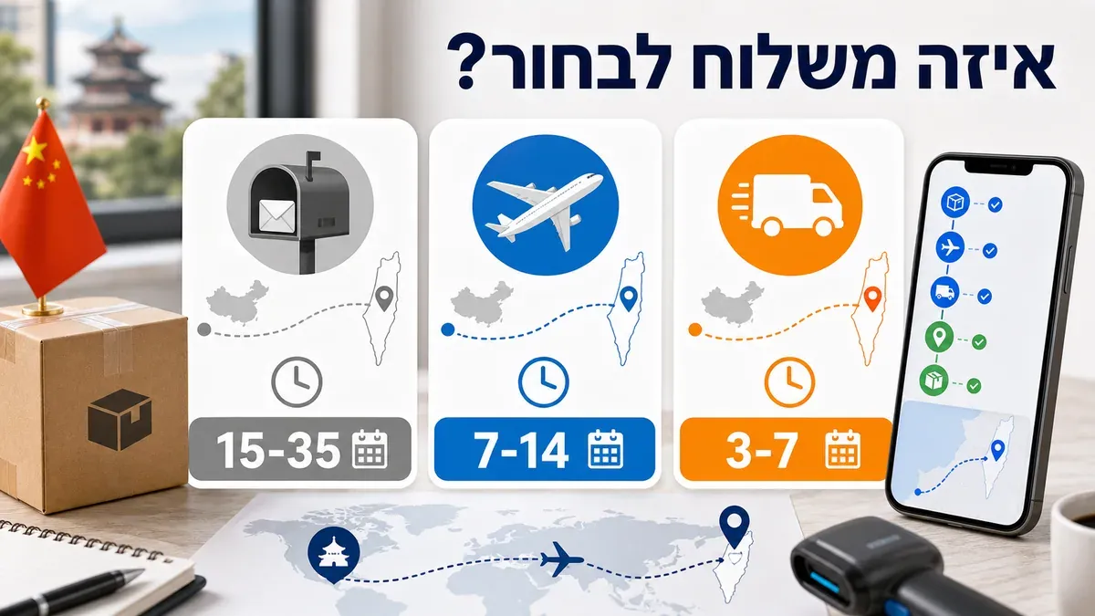 בחירת שיטת משלוח מסין לישראל לפי מהירות ועלות