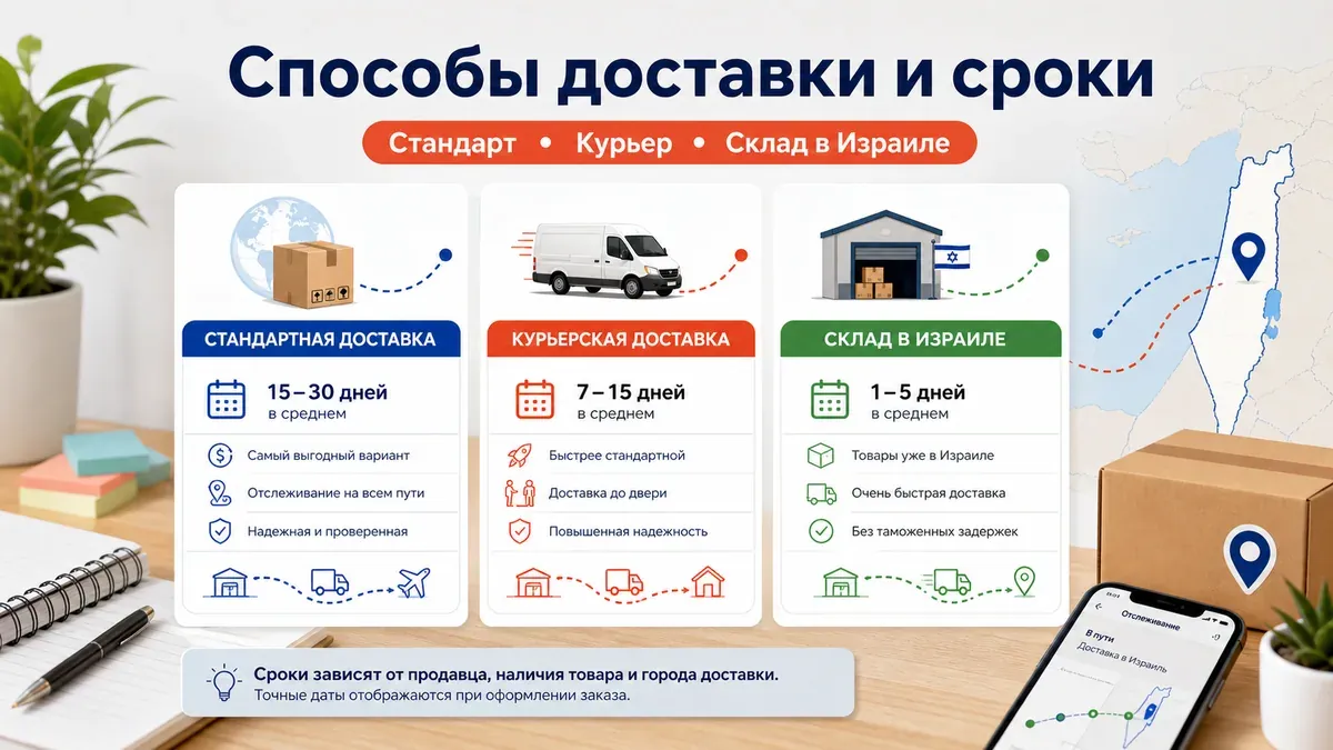 Способы доставки AliExpress в Израиль - стандартная, курьерская и склад в Израиле