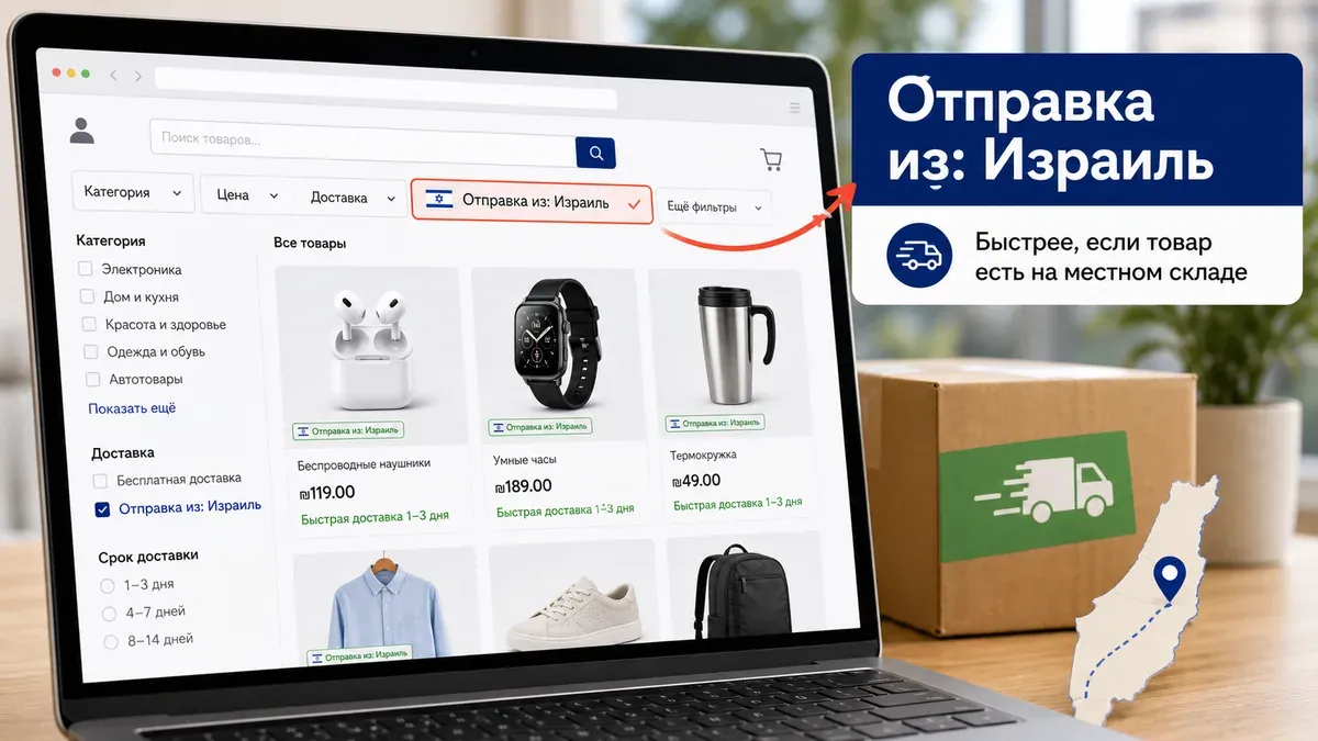 Фильтр Отправка из Израиль для быстрой доставки AliExpress