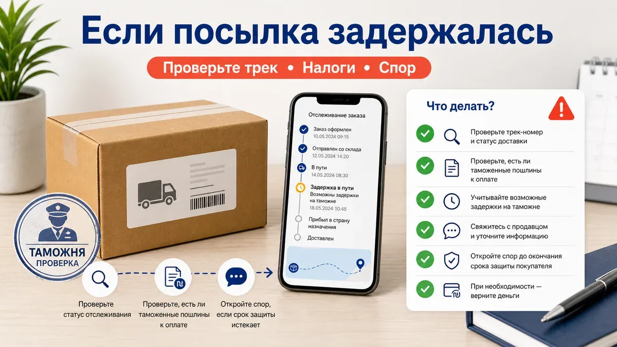 Что делать если посылка AliExpress задержалась - трек, налоги и спор