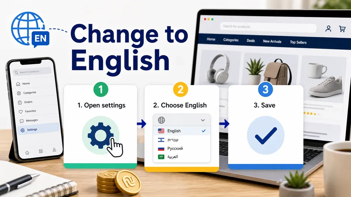 How to change AliExpress to English - settings language and save