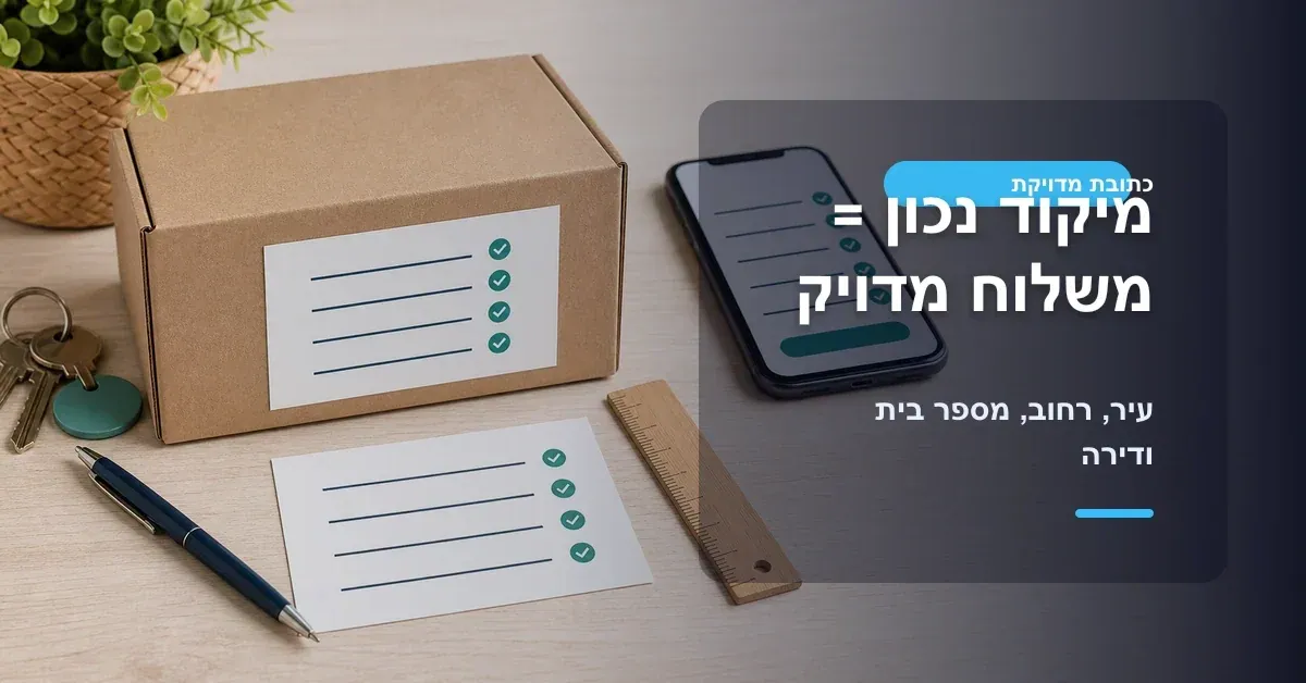 מיקוד נכון למשלוח מדויק עם עיר רחוב מספר בית ודירה