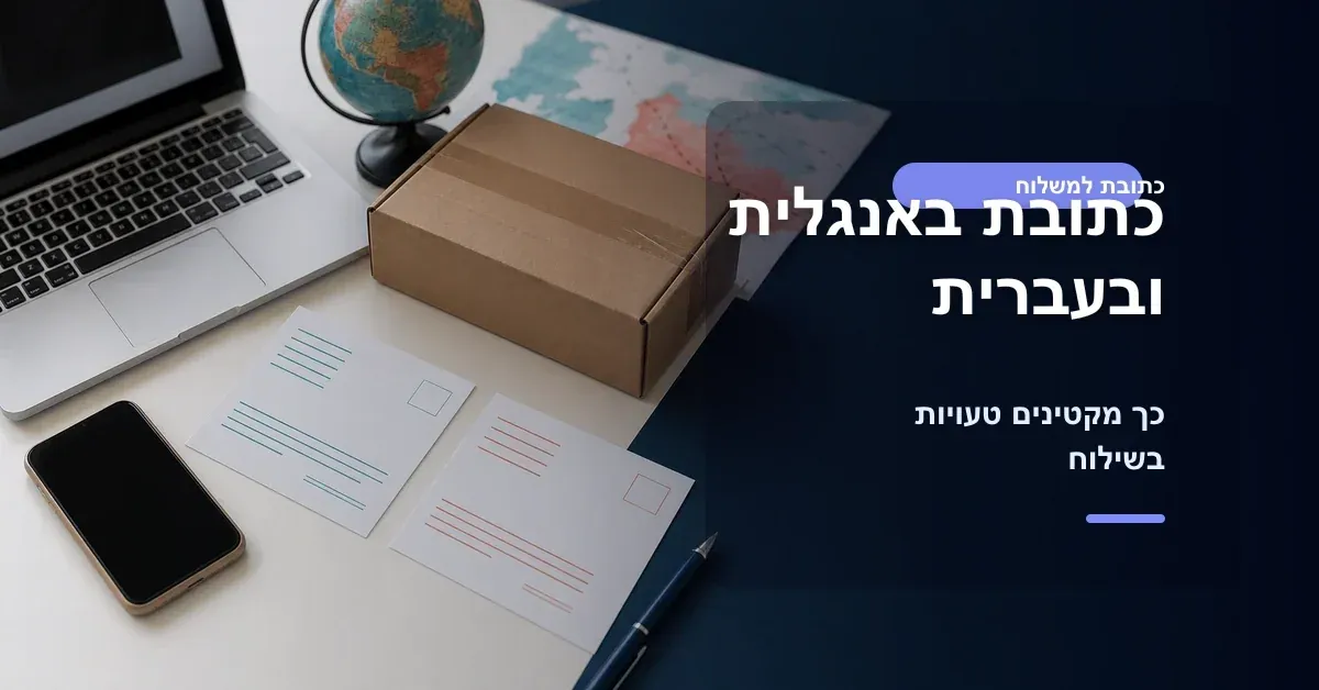 כתובת באנגלית ובעברית כדי להקטין טעויות בשילוח