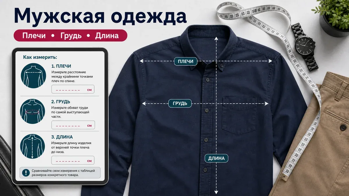 Мужская одежда AliExpress - плечи, грудь и длина для выбора размера