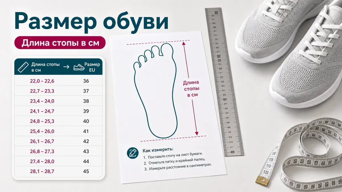 Размер обуви AliExpress по длине стопы в сантиметрах