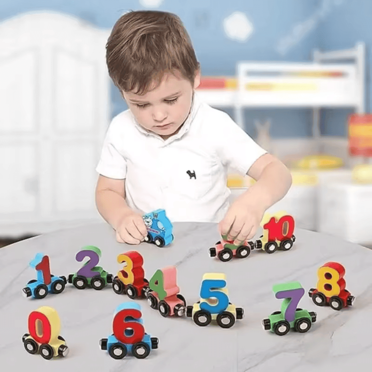 רכבת עץ חינוכית עם בלוקים מגנטיים לגיל הרך