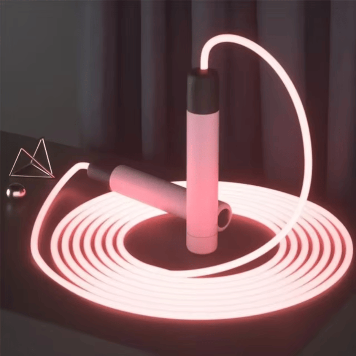 חבל דילוג זוהר מתכוונן עם תאורת LED לאימוני לילה