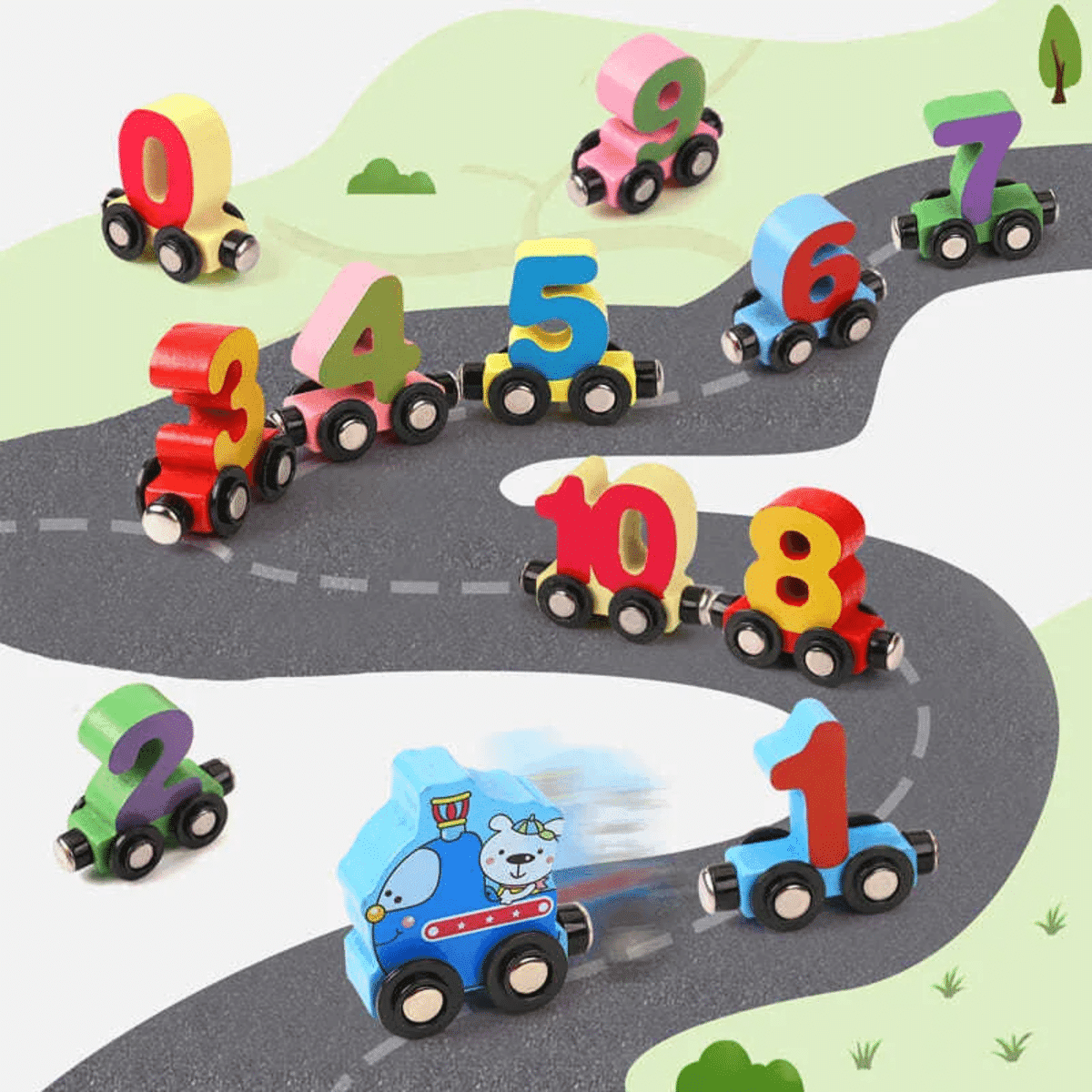 רכבת עץ חינוכית עם בלוקים מגנטיים לגיל הרך