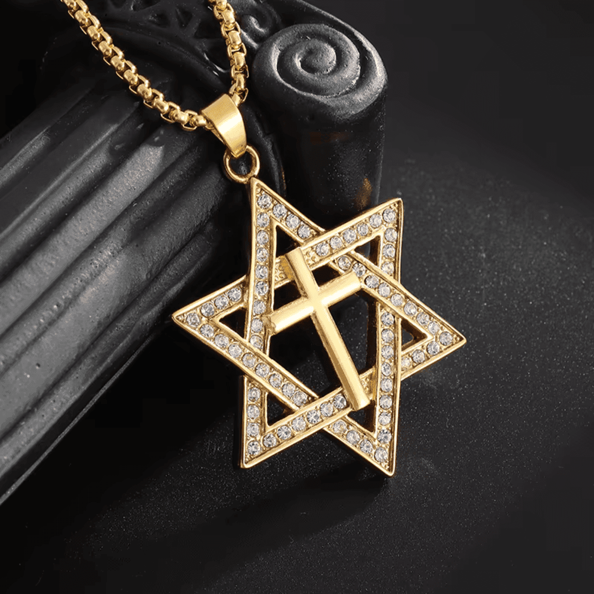 תליון כוכב דוד משובץ - תכשיט לגברים ולנשים