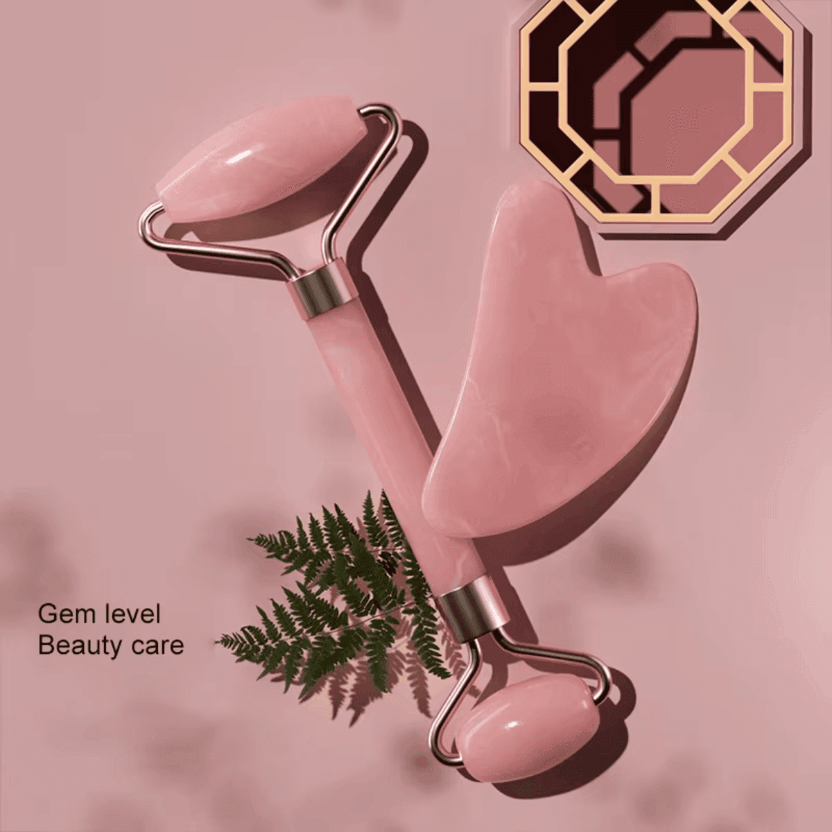 גוואשה – GUA SHA – סט רולר ואבן לעיסוי הפנים