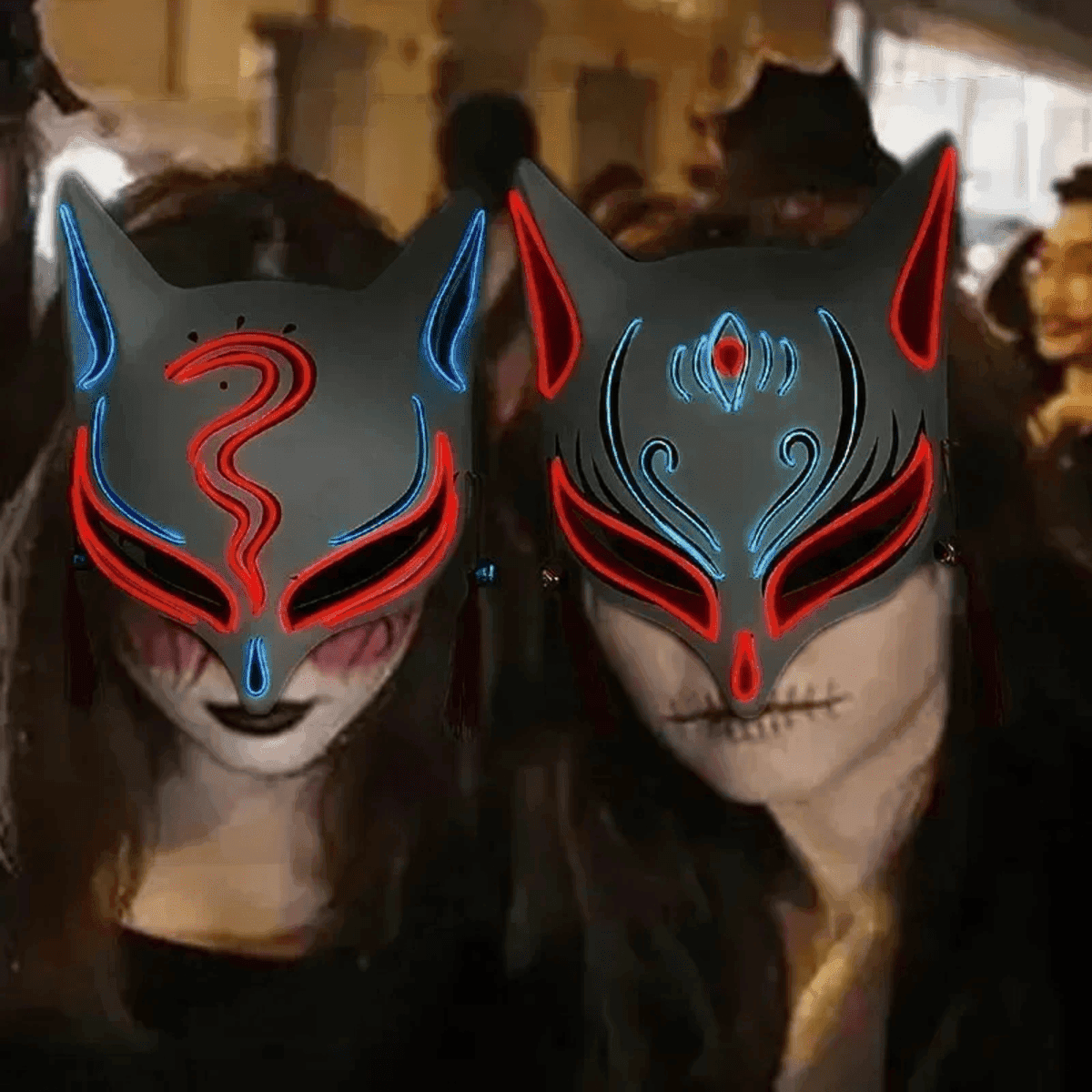 מסכת פוקס אנימה יפנית זוהרת לליל כל הקדושים