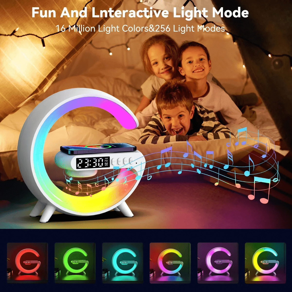 מנורת אור לילה RGB עם רמקול אלחוטי