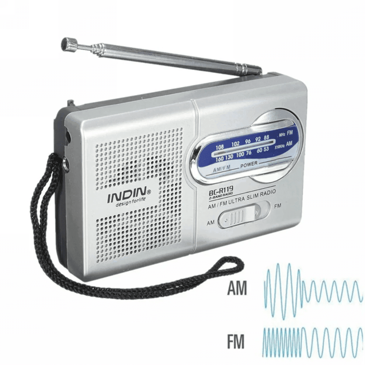 רדיו טרנזיסטור AM/FM נייד עם אנטנה טלסקופית