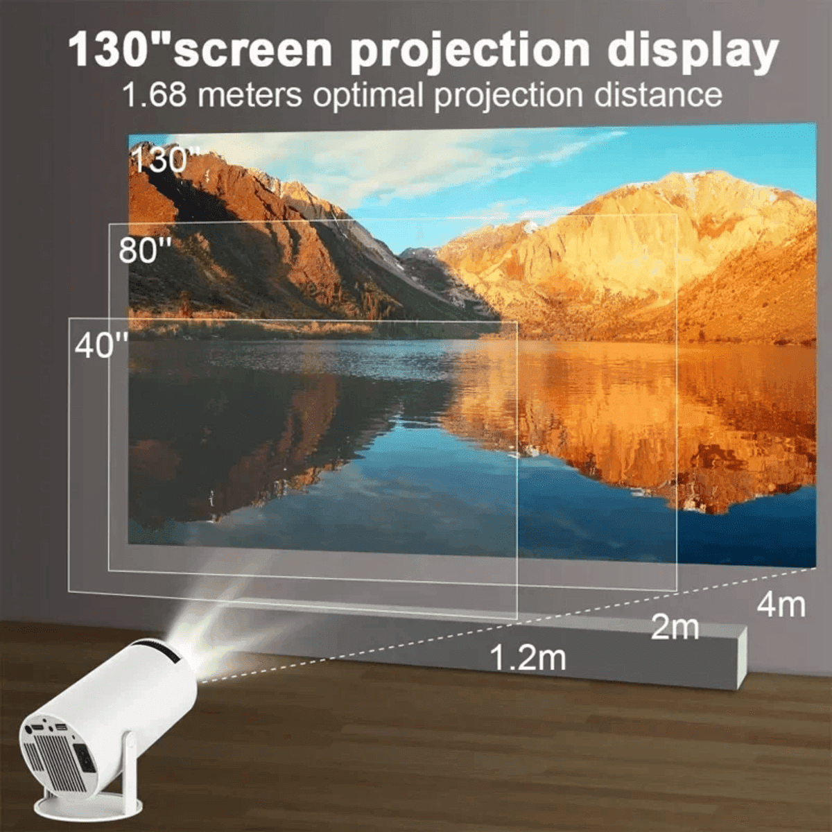 מקרן נייד 4K עם מסך קיר HY300