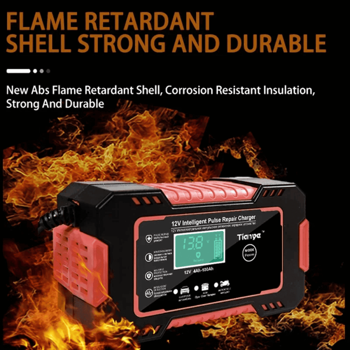 מטען אוטומטי למצברים 12V עם תצוגה דיגיטלית ותיקון מתקדם