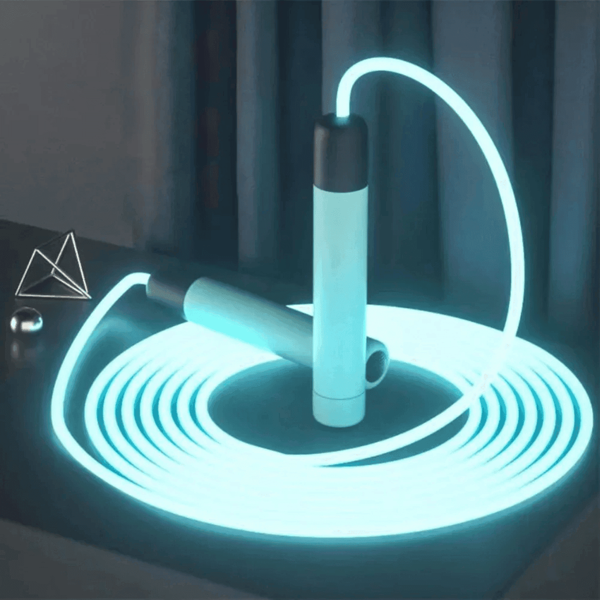 חבל דילוג זוהר מתכוונן עם תאורת LED לאימוני לילה