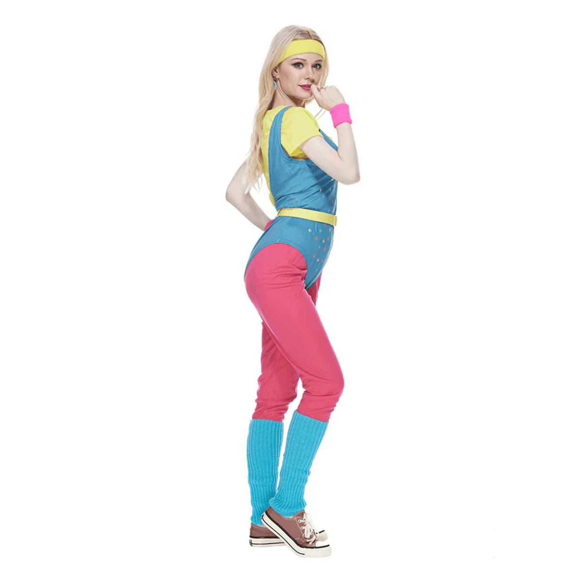 תחפושת אירובי ניאון שנות ה-80 לנשים