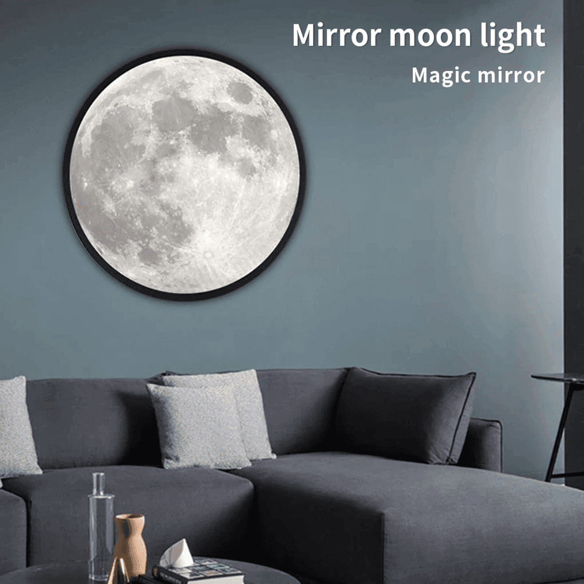 2 ב-1 מראת ירח עם תאורת לילה LED לחדר שינה