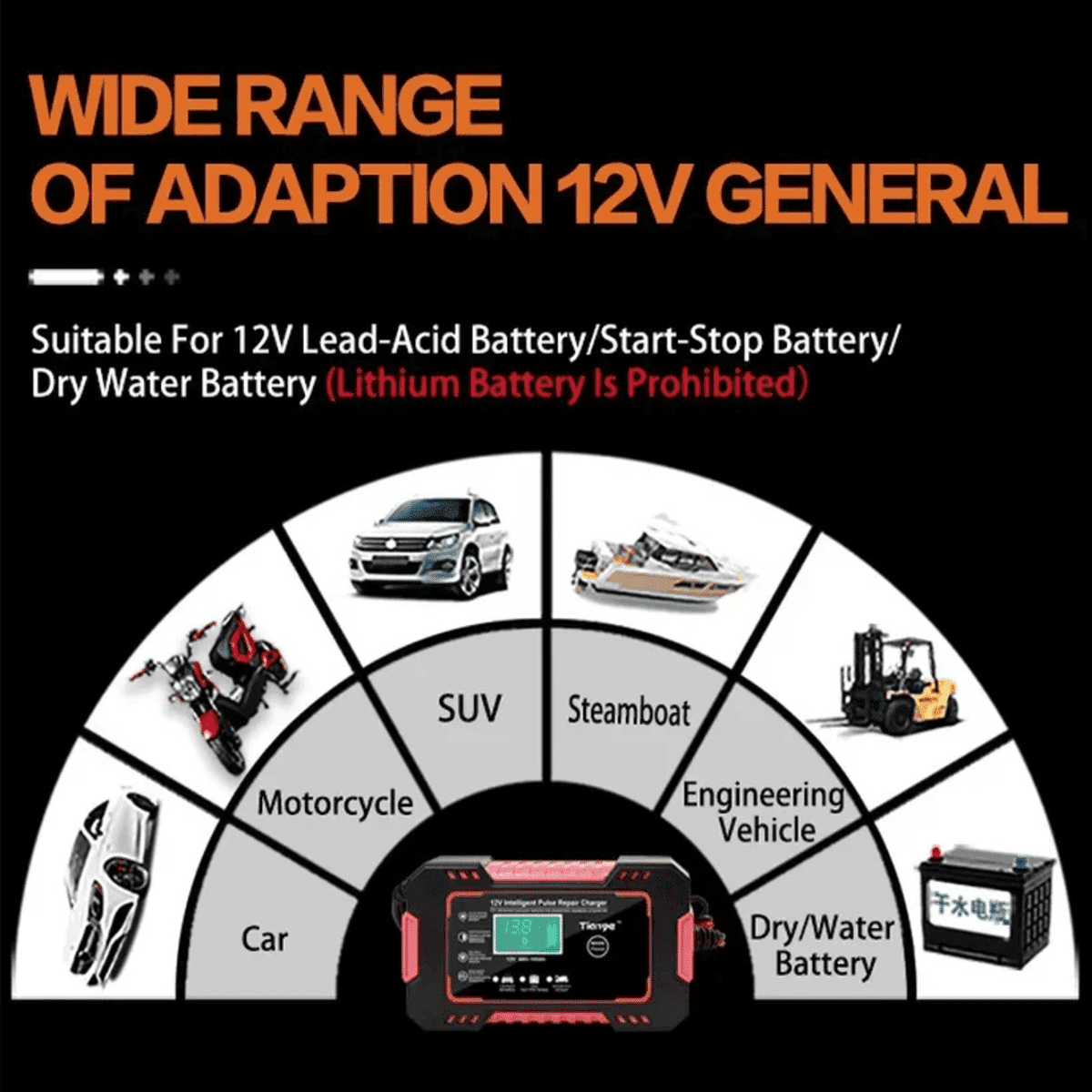 מטען אוטומטי למצברים 12V עם תצוגה דיגיטלית ותיקון מתקדם