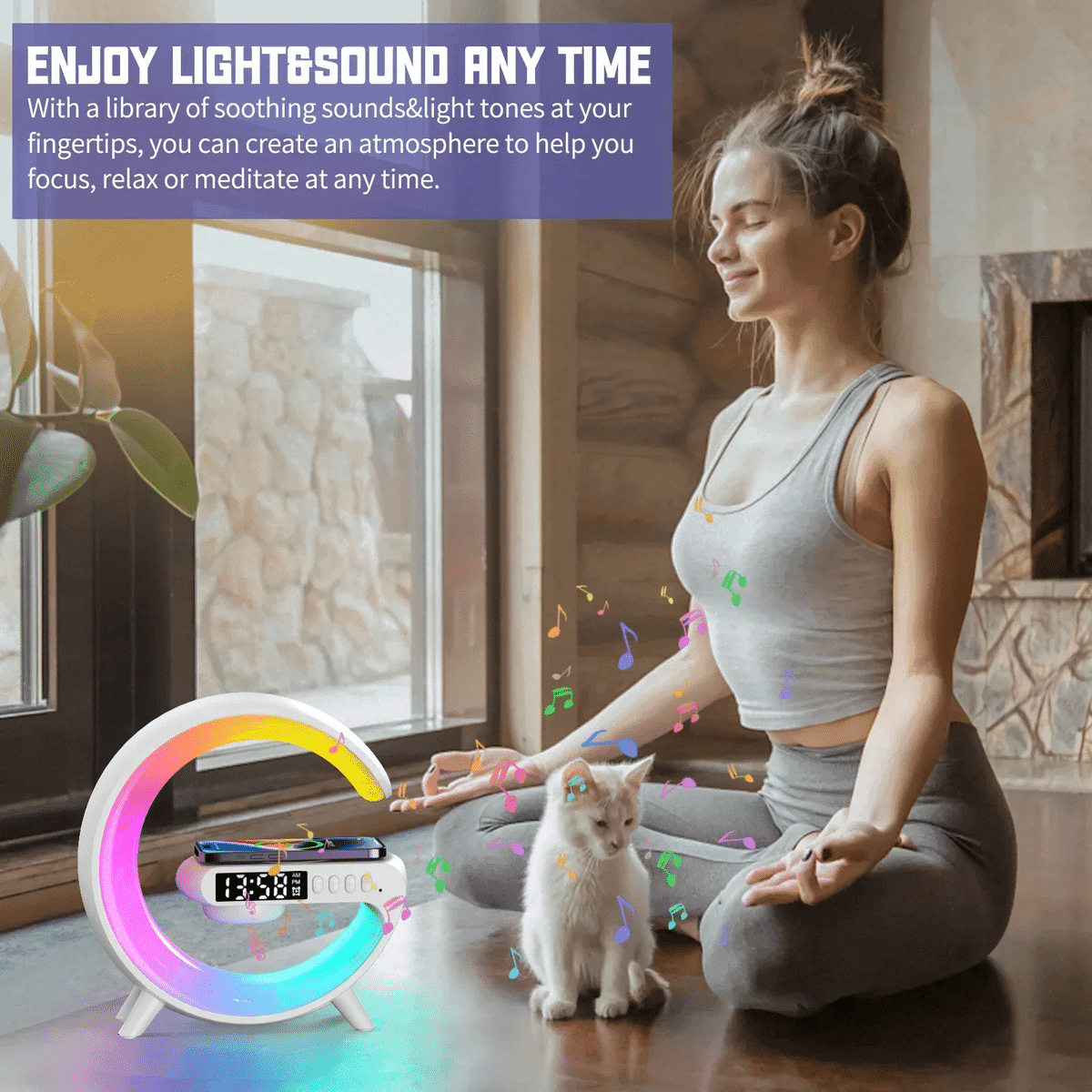 מנורת אור לילה RGB עם רמקול אלחוטי