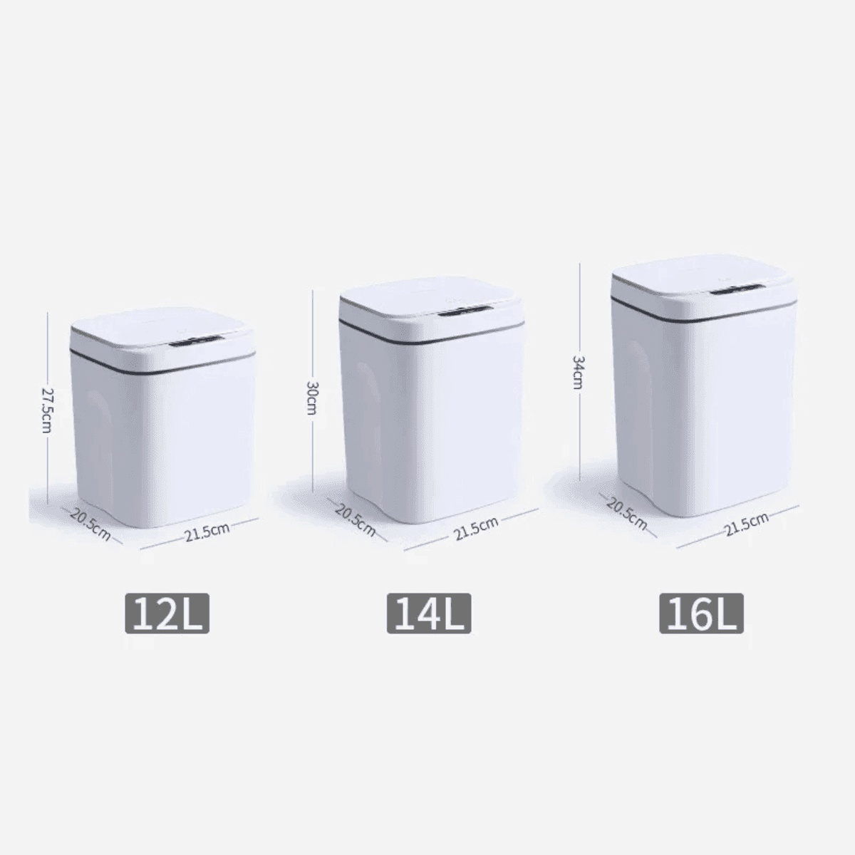 פח אשפה חכם 12/14/16 ליטר עם חיישן תנועה וטעינת USB