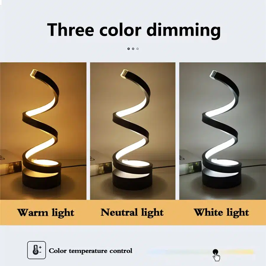 מנורת שולחן ספירלית LED מעוצבת