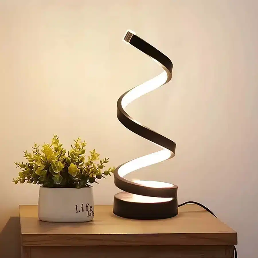 מנורת שולחן ספירלית LED מעוצבת