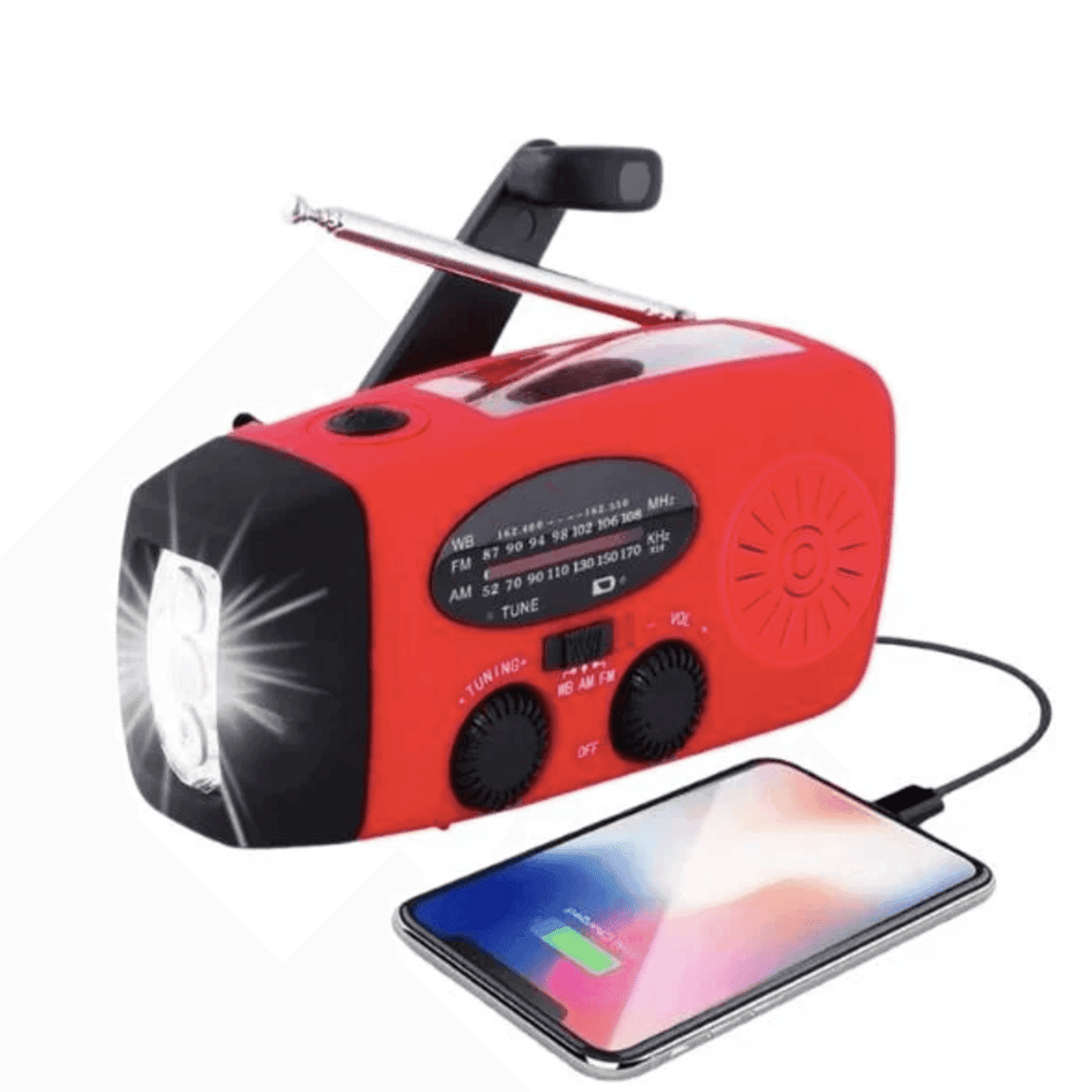 רדיו חירום עם מחולל ידני ורב-תכליתי 2000mAh