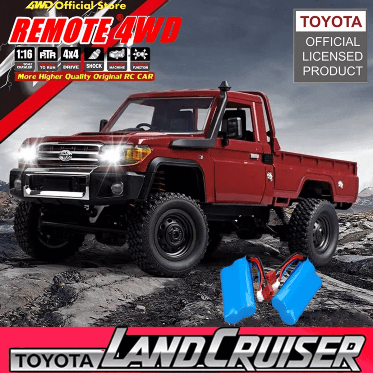 מכונית שלט רחוק 4WD בקנה מידה 1:12 עם אורות LED – רכב שטח צעצוע לילדים ולמבוגרים