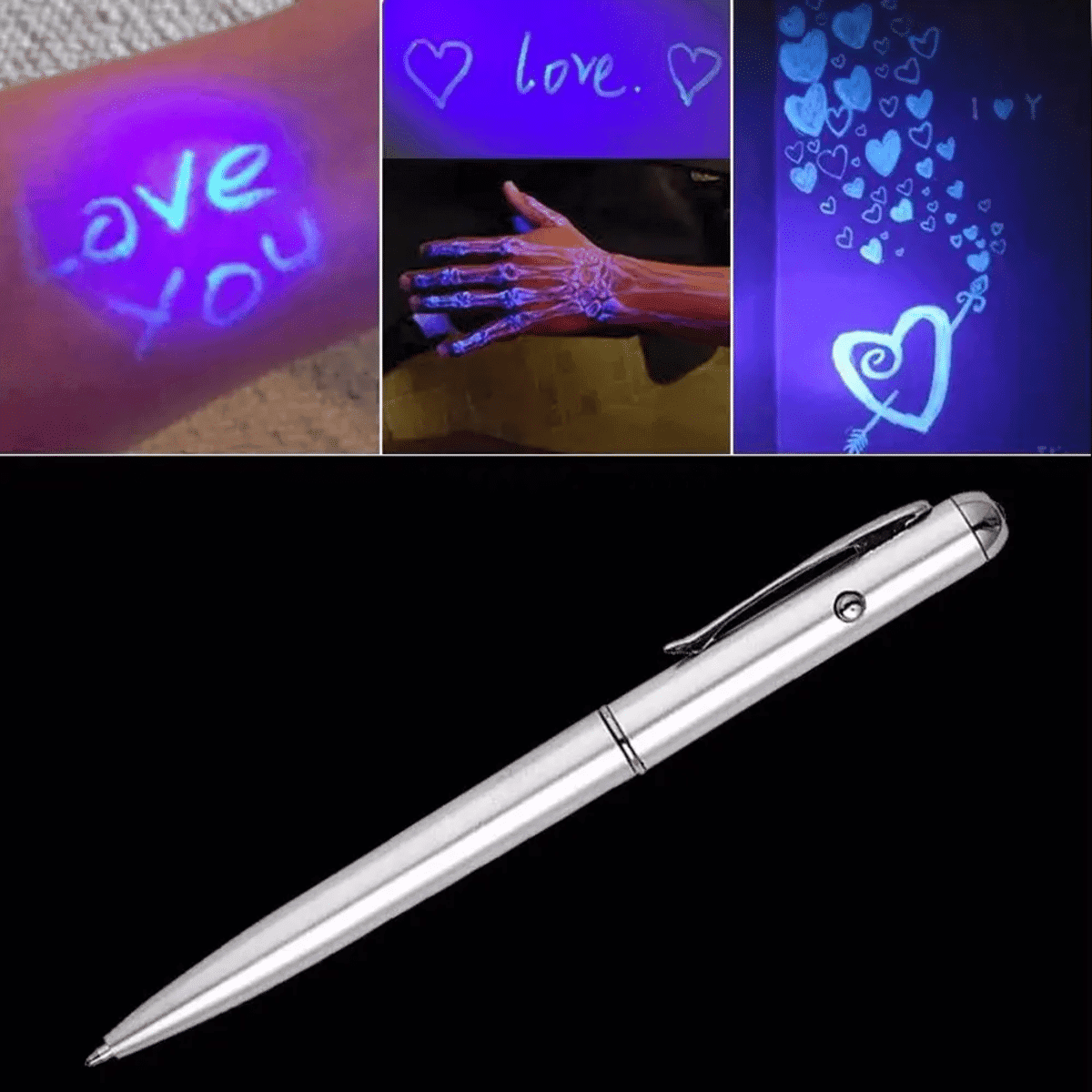 עט דיו בלתי נראה עם מנורת UV