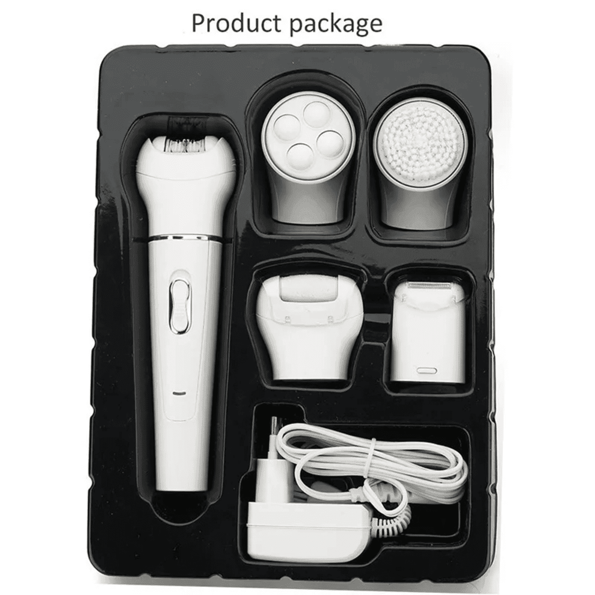 ערכת טיפוח רב-תכליתית 5 ב-1 USB – הסרת שיער, גילוח, עיסוי וניקוי