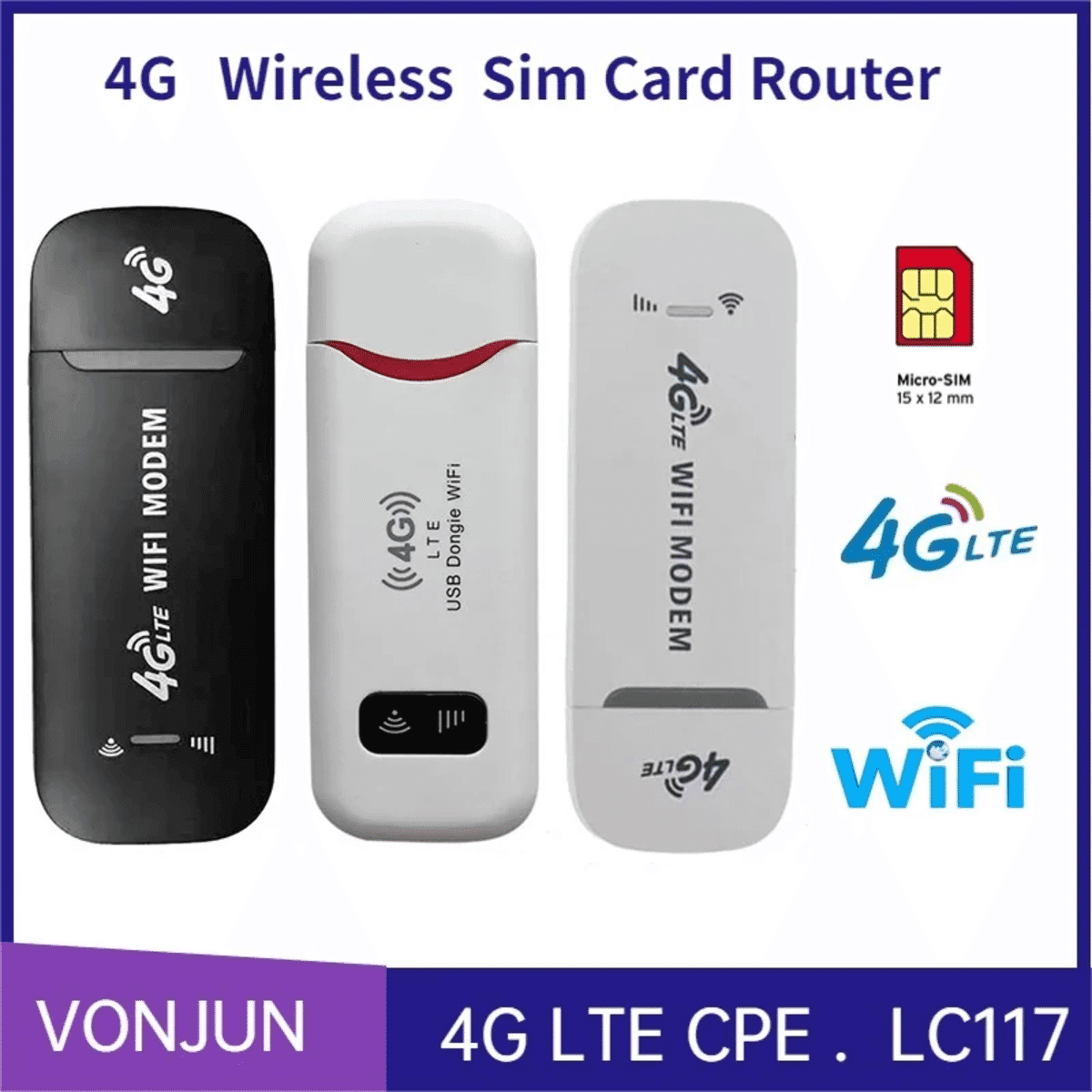 נתב 4G/5G אלחוטי 150Mbps USB – כרטיס SIM נייד ל-Hotspot פס רחב