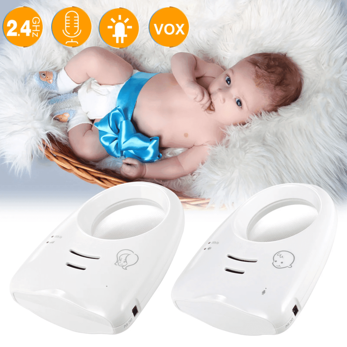 צג אודיו דיגיטלי אלחוטי 2.4GHz לתינוק – מעקב קול חד-כיווני