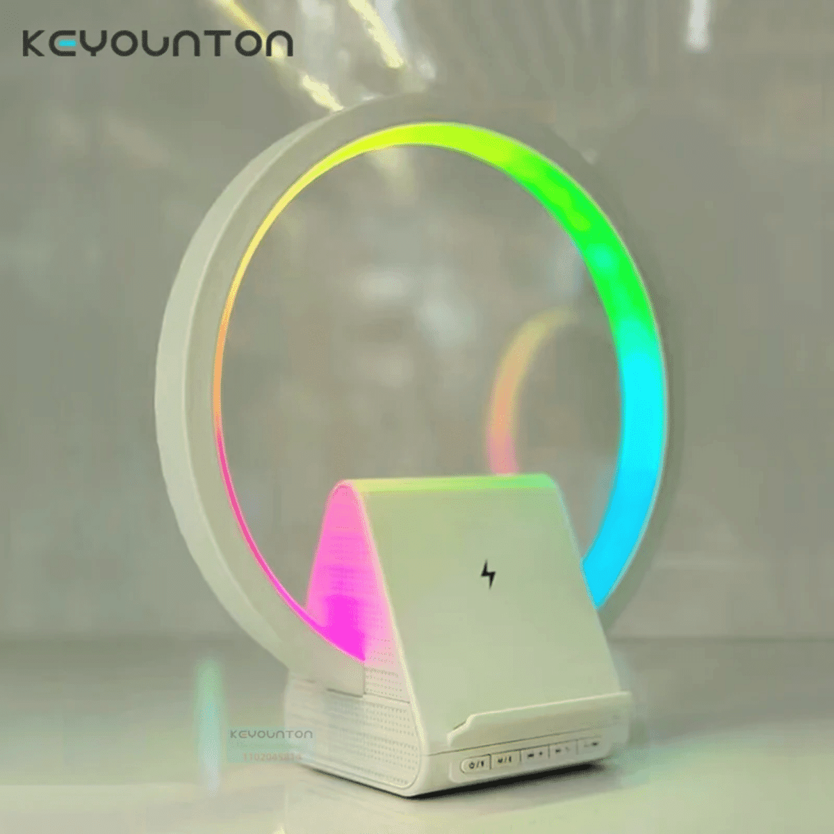 מטען אלחוטי מהיר 15W עם רמקול Bluetooth – תאורת RGB ומנורת לילה