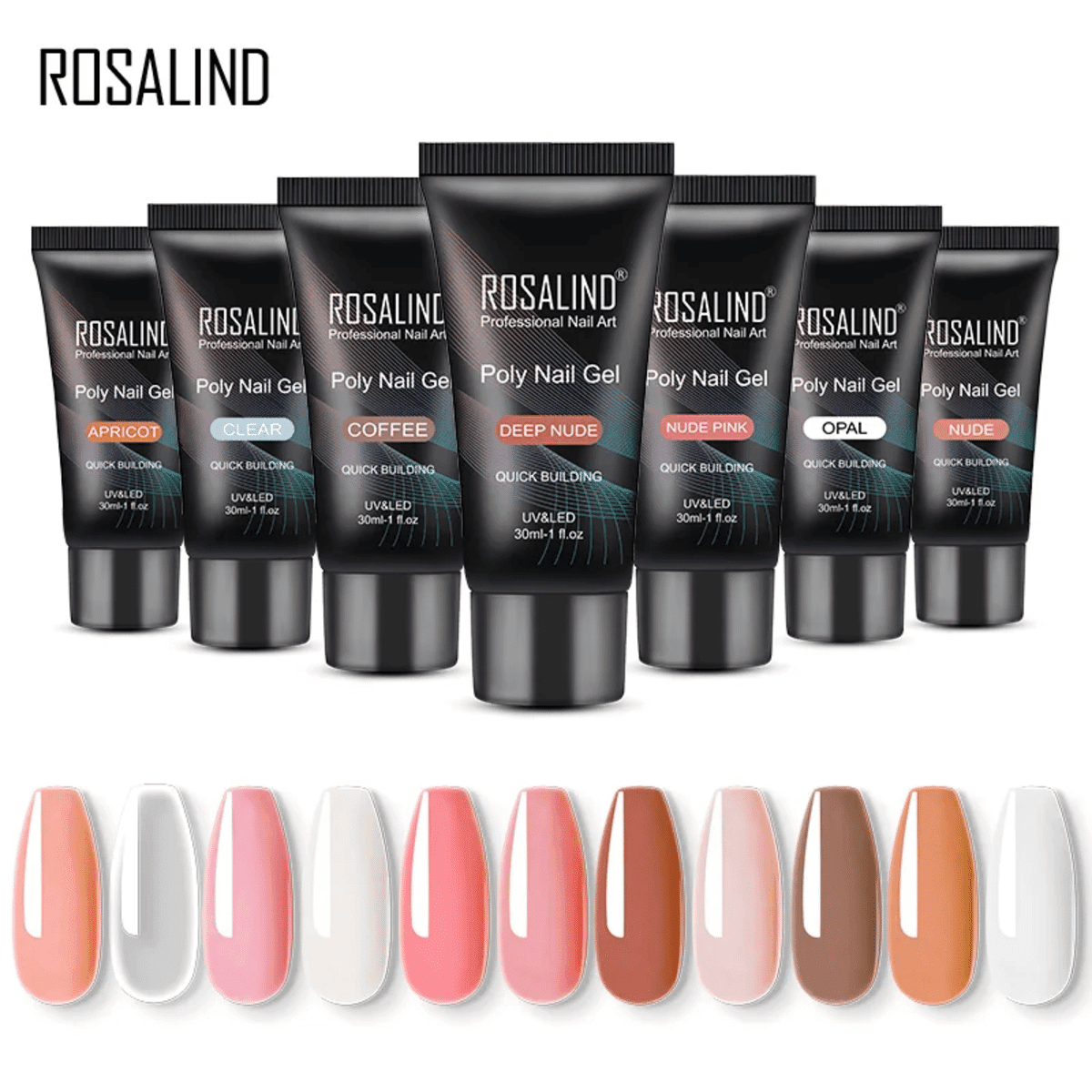 Rosalind 30 מ"ל פוליי לק ג'ל אקריליק לציפורניים – לכה היברידית חצי קבועה