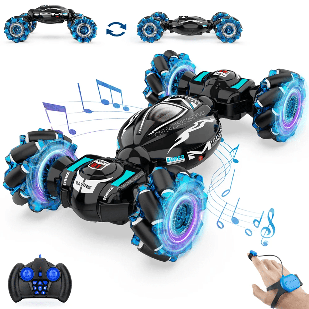 מכונית שלט רחוק פעלולים 4WD 1:18 – עם מוסיקה ואור