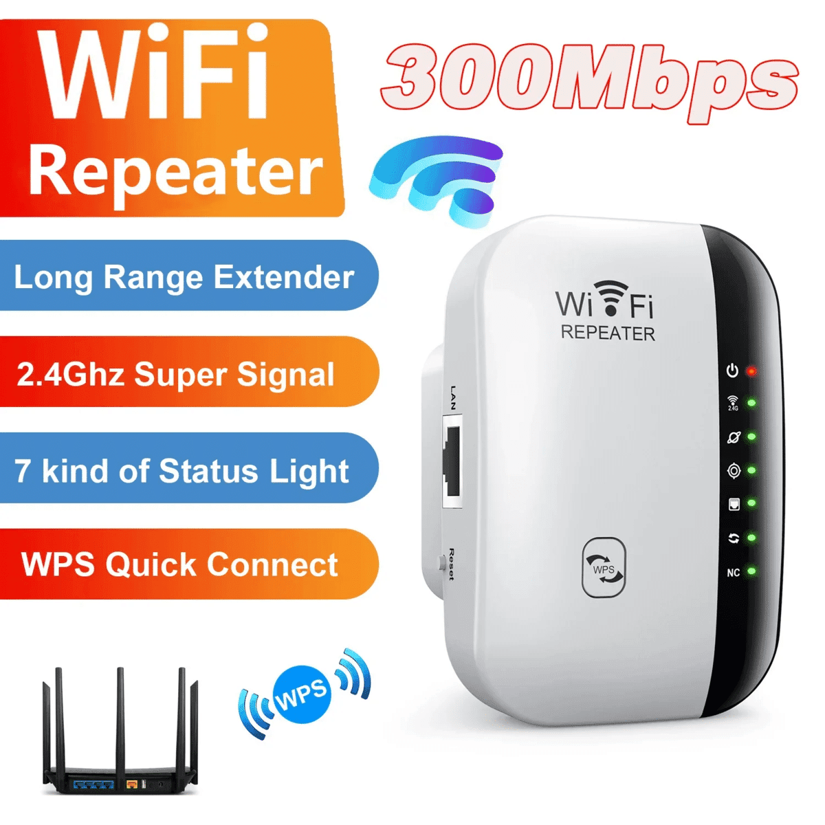 מגבר WiFi אלחוטי 300Mbps