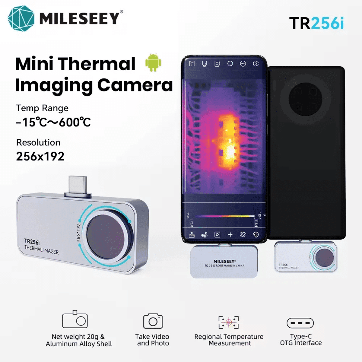 מצלמה תרמית Mileseey TR160i / TR256i – אינפרא אדום לטלפון