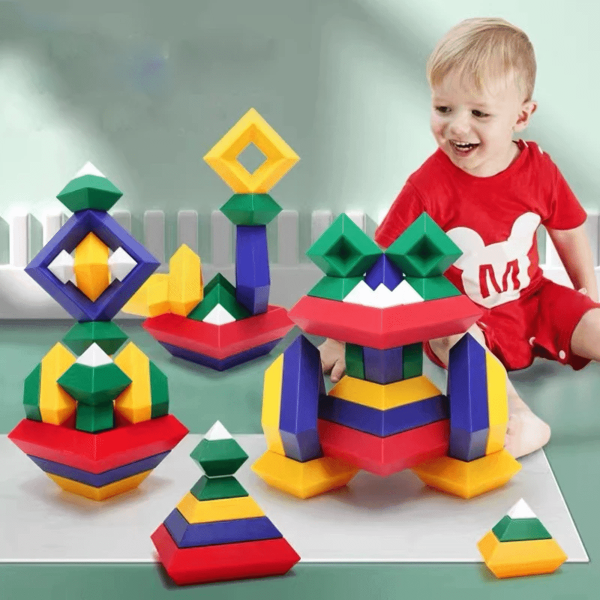 סט אבני הבניין לגיאומטריה 3D – צעצוע חינוכי לילדים