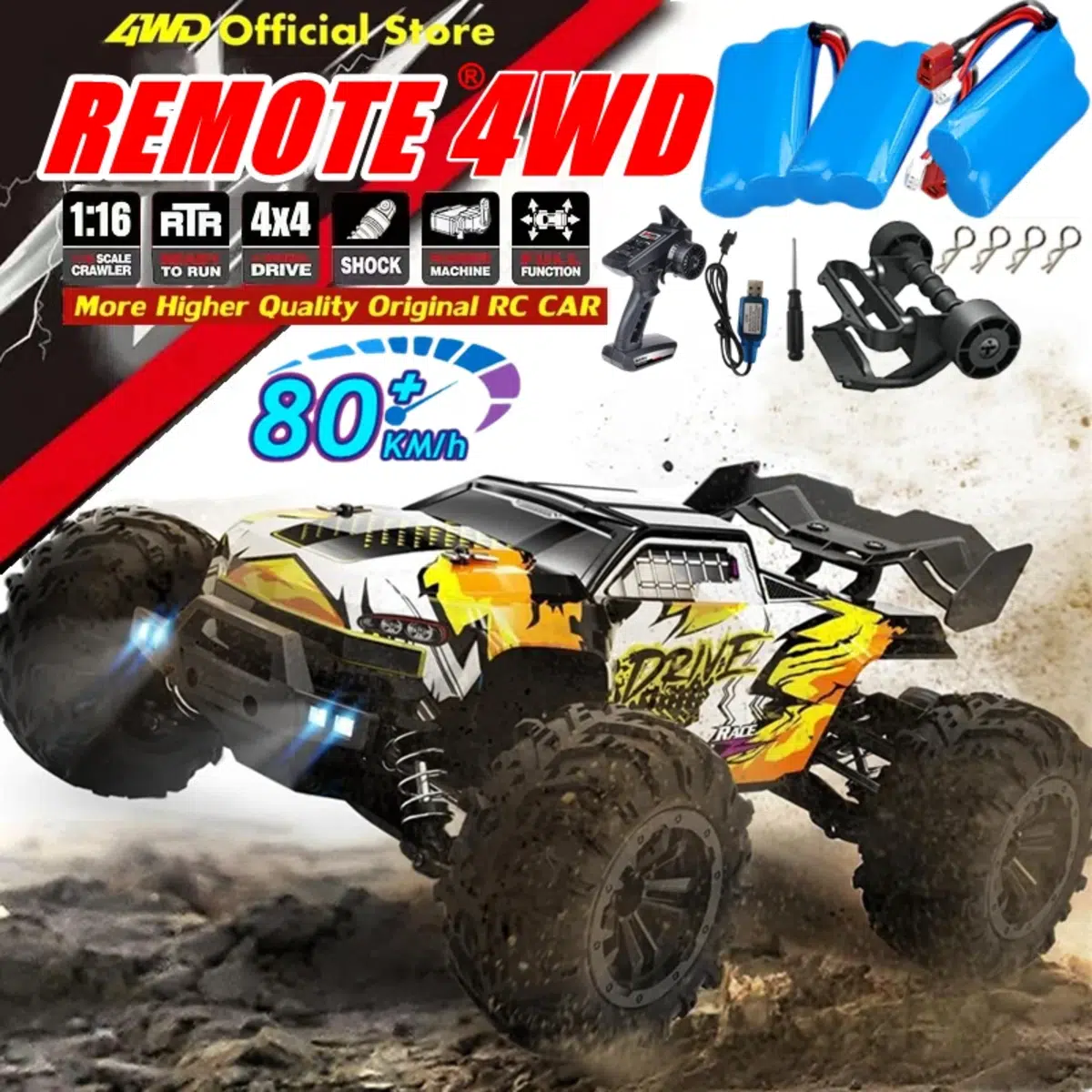 מכונית שלט רחוק 4WD במהירות גבוהה