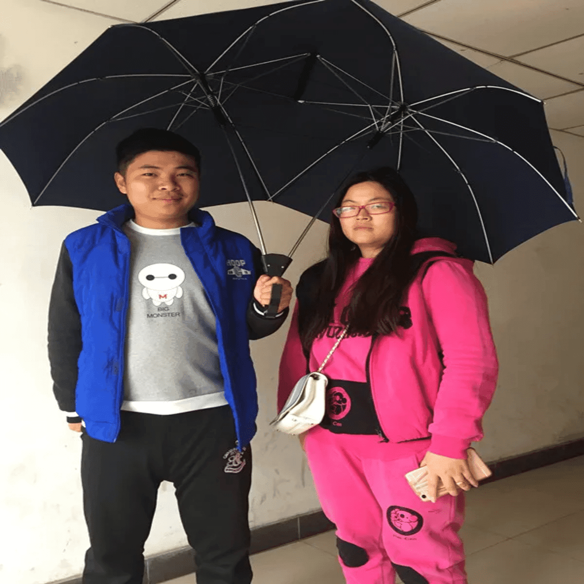 ארוך ידית Windproof שני אדם מטרייה גדולה לזוגות