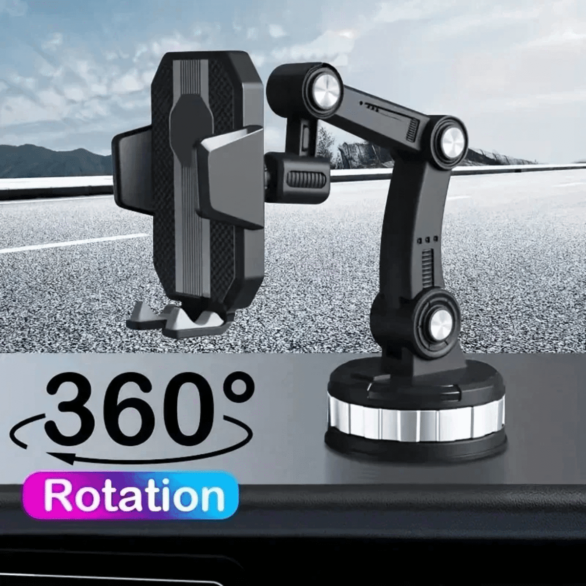 מחזיק טלפון לרכב 360 מעלות סיבוב – רב-תפקודי עם כרית ג'ל חזקה
